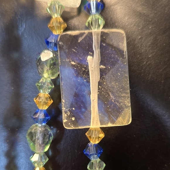 Vintage Necklace Sterling Crystals Moonstones 3 Strand - Picture 8 of 11